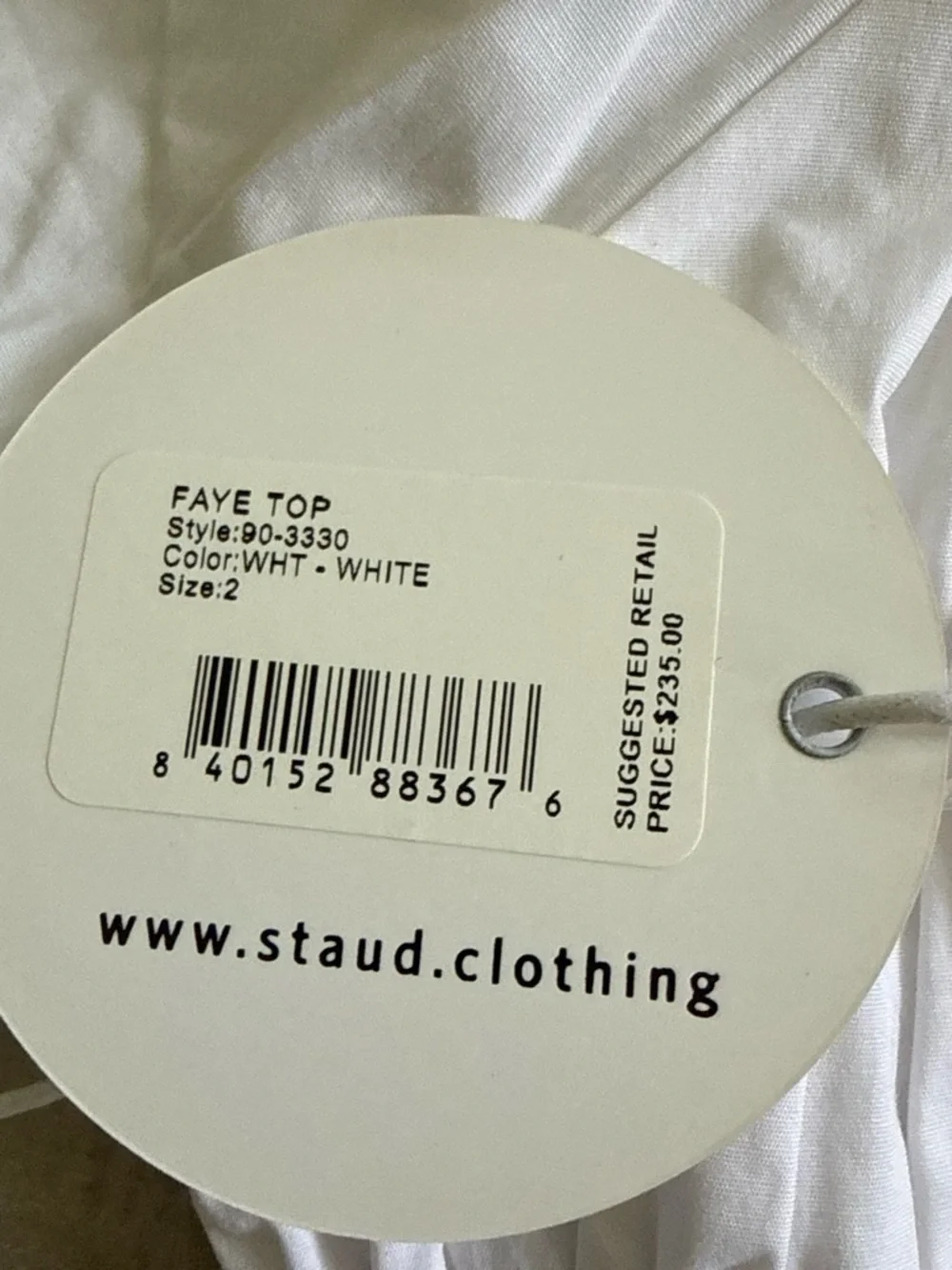 STAUD White Smocked Peplum Puff-Sleeve Top